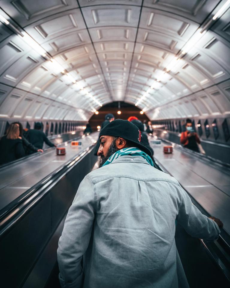 Society: people on escalator